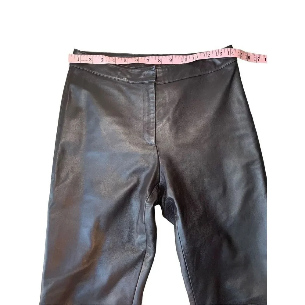 Caché Y2K 100% Brown Leather Straight Leg Pants - Picture 11 of 11
